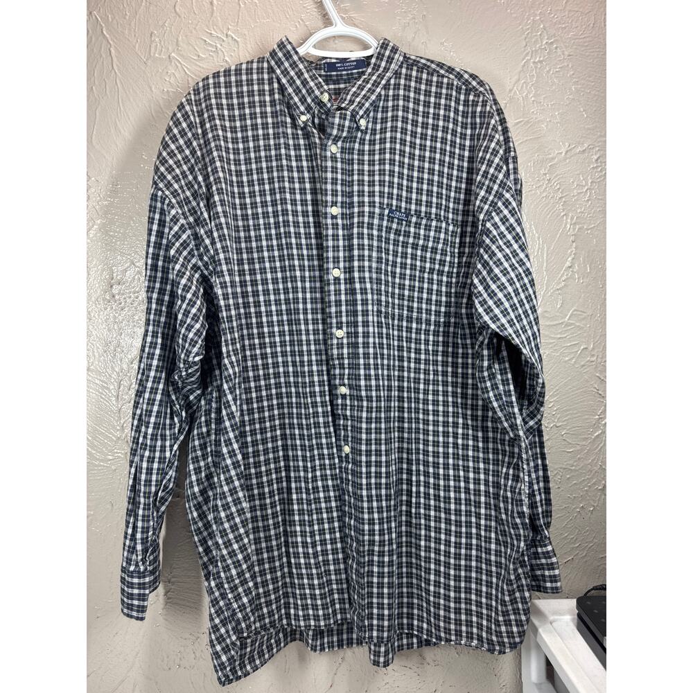 Chaps Ralph Lauren Button Down Shirt Mens Long Sleeve Green Flannel Plaid Sz XL